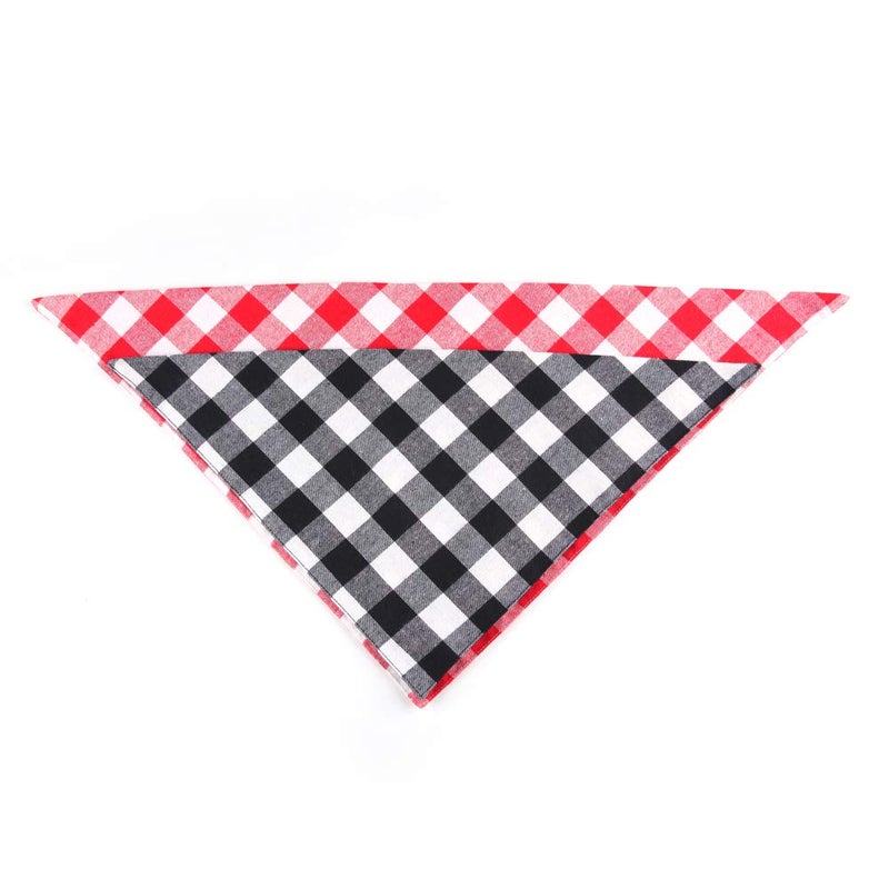 YAKA Pet Dog Bandana Triangle Bibs Scarf, Double-Cotton Plaid Printing Kerchief Set Accessories for Small and Medium Dog (Small/Neck Circumference suitable8.6-15inch, Red and Black lattices) - Image 4